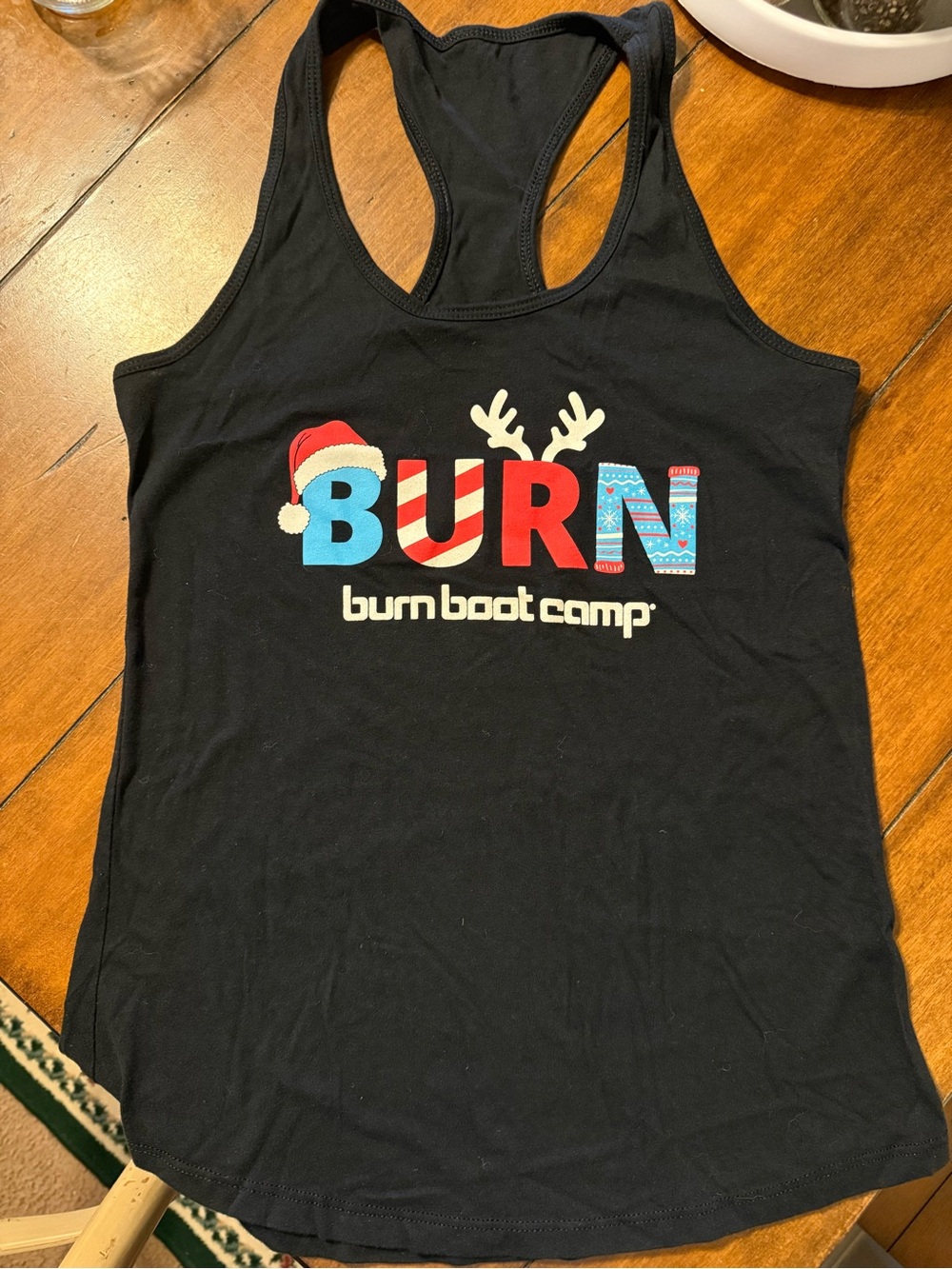 BURN Boot Camp Black Holiday Racerback Tank